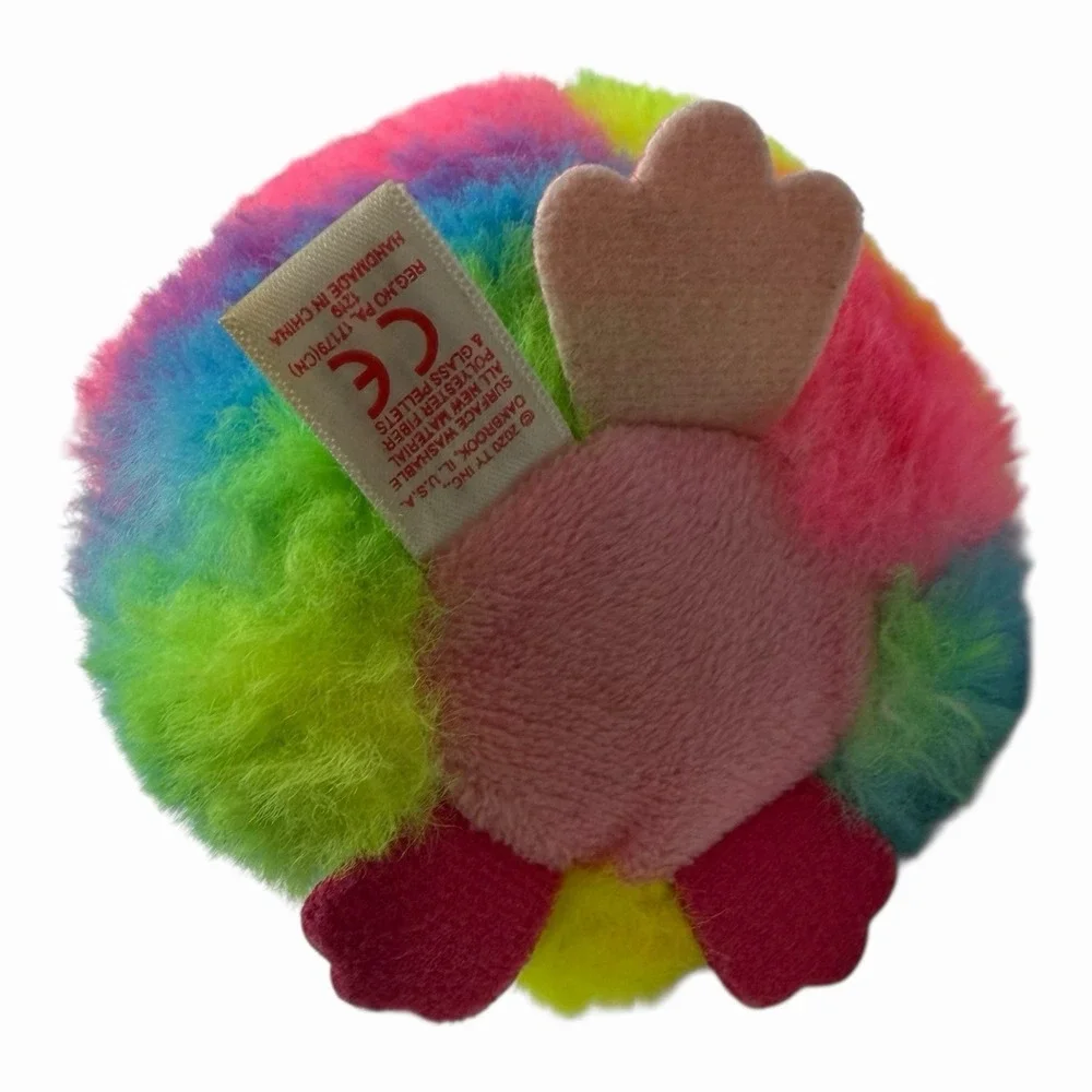 Ty Beanie Boos‎ Rainbow Bird Puffies Plush Glitter Eyes Feet Round Ball Tye Dye